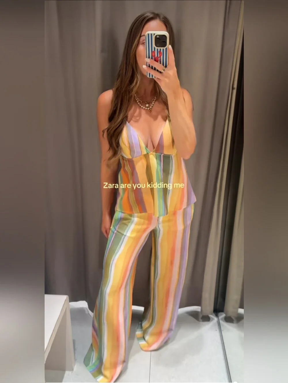 ZARA STRIPED WIDE LEG PANTS